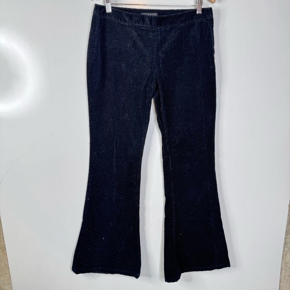 Theory Black Corduroy Flare Pants Size 10 - Picture 1 of 6